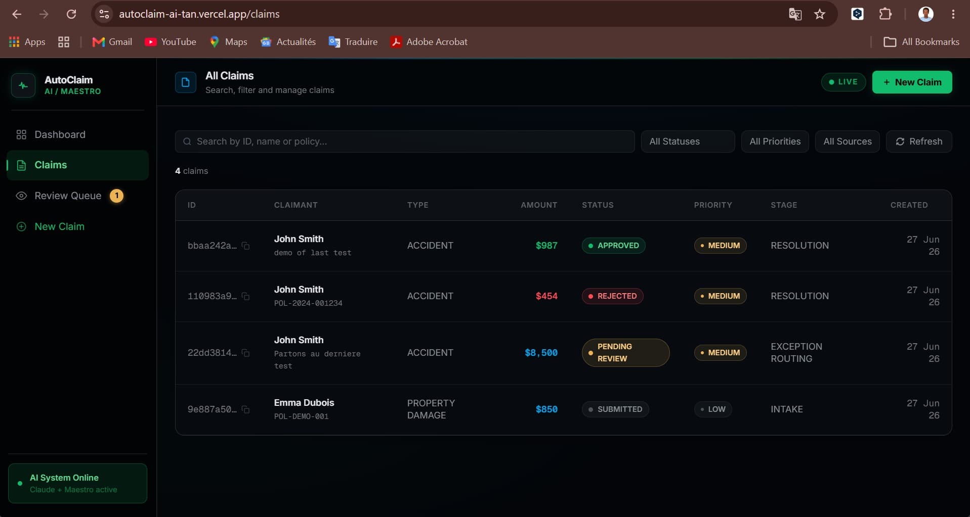 AutoClaim AI — screenshot 2